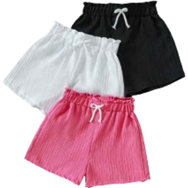 SHEIN Tween Girl 3pcs/Set Solid Color Casual Bowknot Shorts , Summer