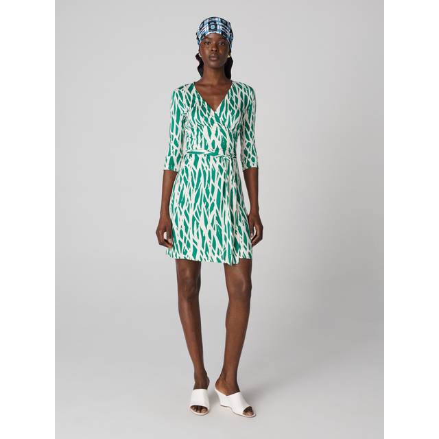 Julian Silk Jersey Wrap Dress - Twigs Green - L