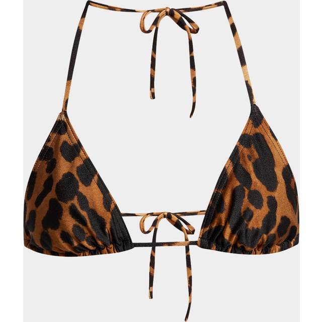 Leopard-Print Buckle Triangle Bikini Set - CAMEL