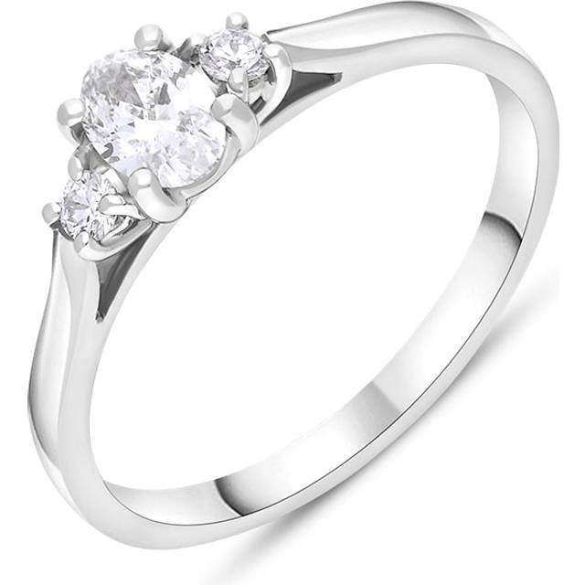 Platinum 0.37ct Diamond GIA Certified Oval Cut Three Stone Ring - N