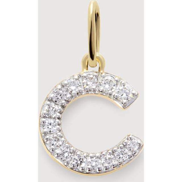 Womens Monica Vinader C Letter 14ct Yellow-Gold and Lab-Grown Diamond Charm