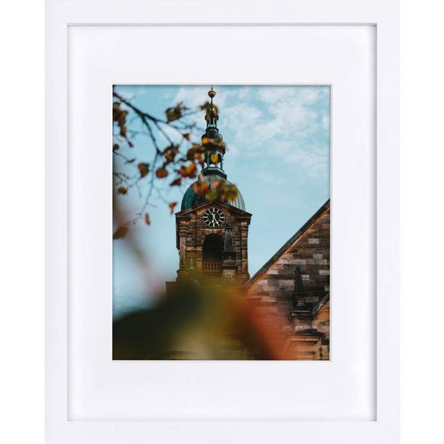 11x14 Real Wood Photo Frame - White Color - Mat for 8x10 Picture Inclu
