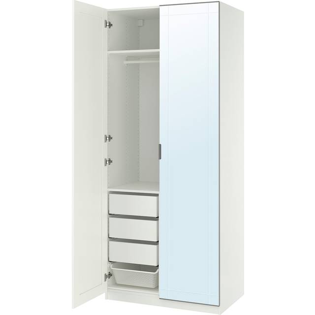PAX / KAMMARTORP/GULLABERG garderobskombination, vit spegelglas/grå vit, 100x60x236 cm