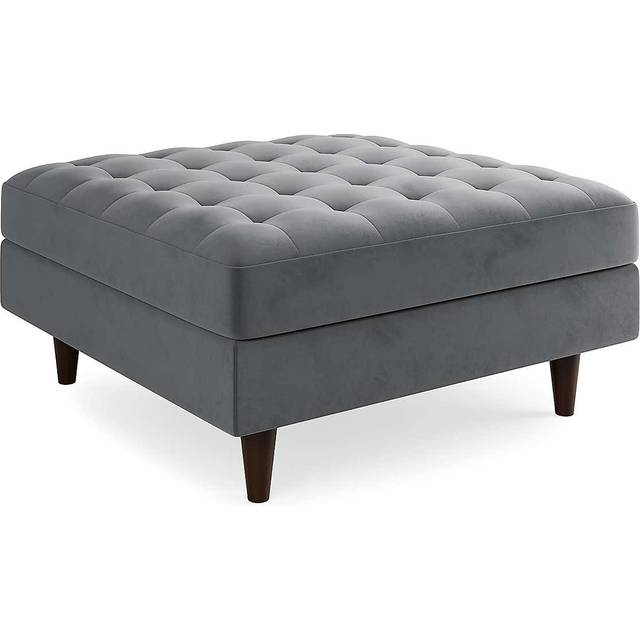 Zoe Square Velvet Footstool with Storage - Steeple Grey