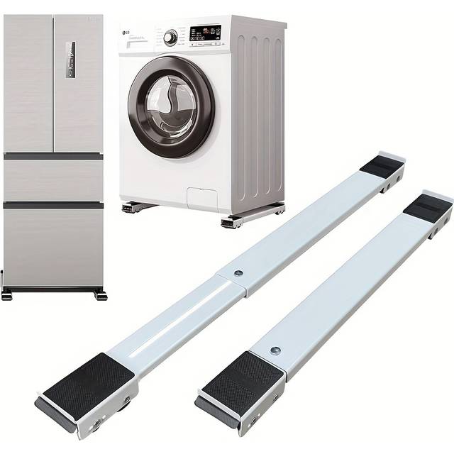 TEMU 1 Pair Cofit Heavy Duty Retractable Appliance Roller - For Washing Machine, Dryer, Refrigerator & Furniture, Durable Metal With Black Slider, Whit