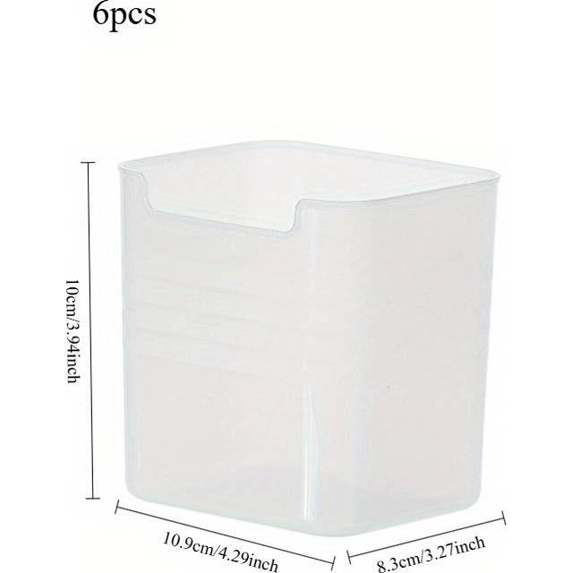 TEMU 6pcs Clear Refrigerator Storage Bins With Handles, Bpa-free, Space-saving Kitchen Organization, Modern Food Sorting Boxes For Fridge Door & Counter, Food Contact Safe