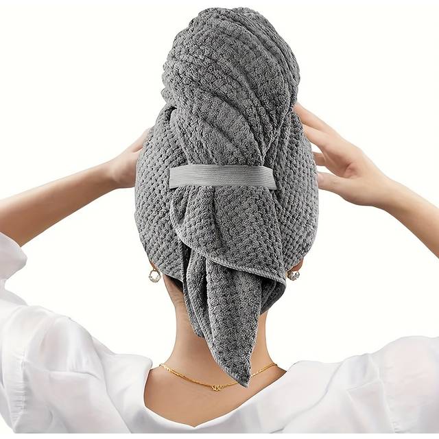 TEMU 1pc Solid Color Microfiber Hair Towel Wrap For Women, Soft Drying Hair , Water Absorbent Quick Drying Towel