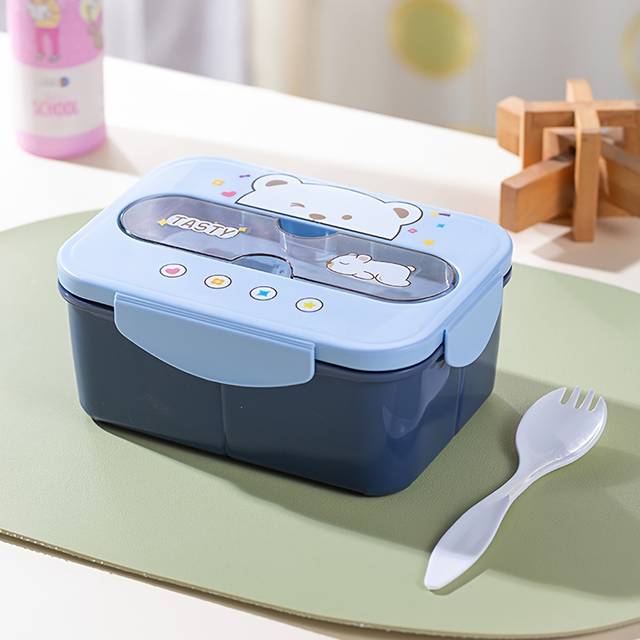 TEMU 1pc Rectangular 3-compartment Sealed Lunch Box, Portable Lunch Box For Office Workers, Heated In Microwave