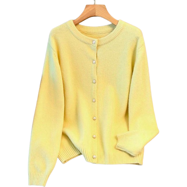 SHEIN Women Plus Size Round Neck Single Breasted Casual Elegant Long Sleeve Cardigan