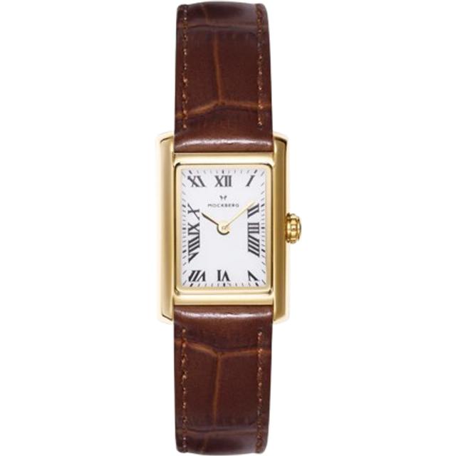 Timeless brown leather watch gold