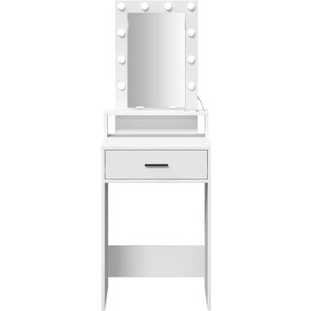 Sminkbord med LED-lampor Vit 50x41x140 cm