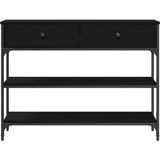 Konsolbord Svart Ek 100x25x75 cm Konstruerat Trä & Stål