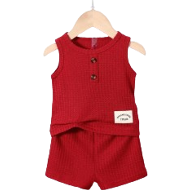 SHEIN Baby Boy Round Neck Sleeveless Summer Vest And Shorts Set