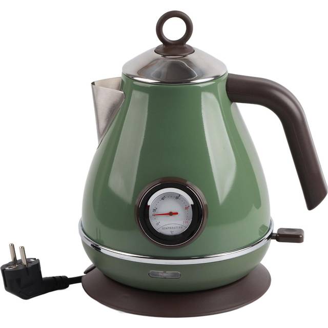 Electric Water Kettle Temperature Display Retro Paint Electric Kettle with 360 Degree Rotating Base L mörkgrön färg