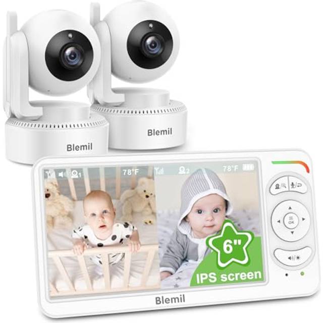 Baby monitor, Video Baby Monitor with 2 Cameras and Audio, 6 IPS Large Split Screen Remote Pan/Tilt/Zoom Baby Monitor, Video monitor cameras with