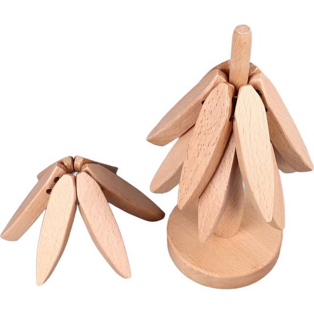 3 Pcs Hot Dishes Wooden Trivet Tree Shaped Design Trivet Heat Resistant Beech Wood Dishes Trivet