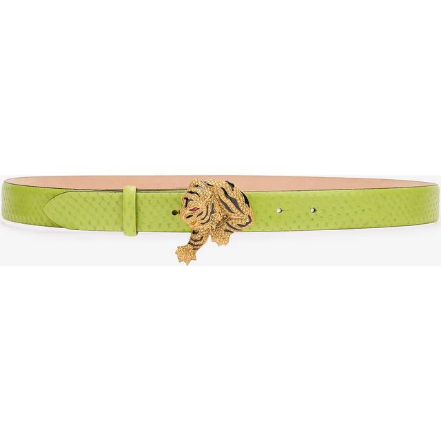 Roberto Cavalli Snake-effect Belt With Bejeweled Tiger - Female Belts Light Green
