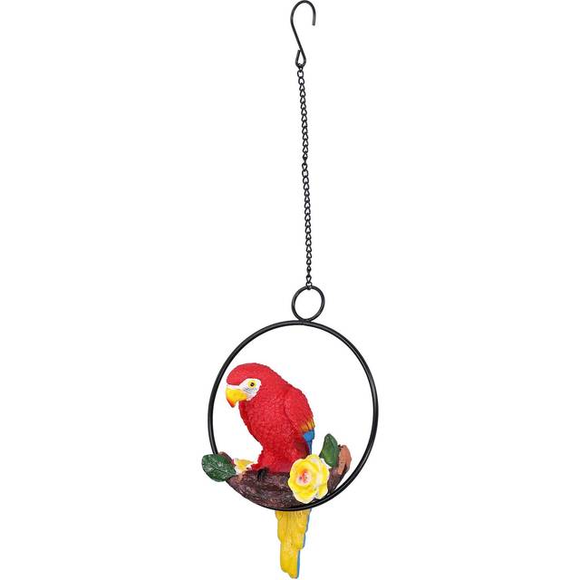 Macaw Garden Pendant Synthetic Resin Hanging Ring Parrots Sculpture for Pathway Yard Patio Lawn