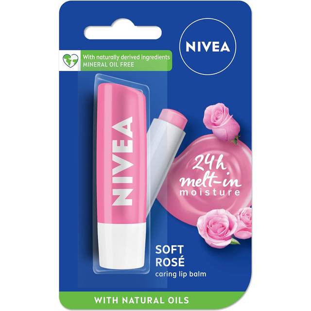 NIVEA Soft Rose Shine 4.8g Lip Balm|24 H Melt in Moisture Formula|Natural Oils|Glossy Finish,4.8 g (Pack of 1)