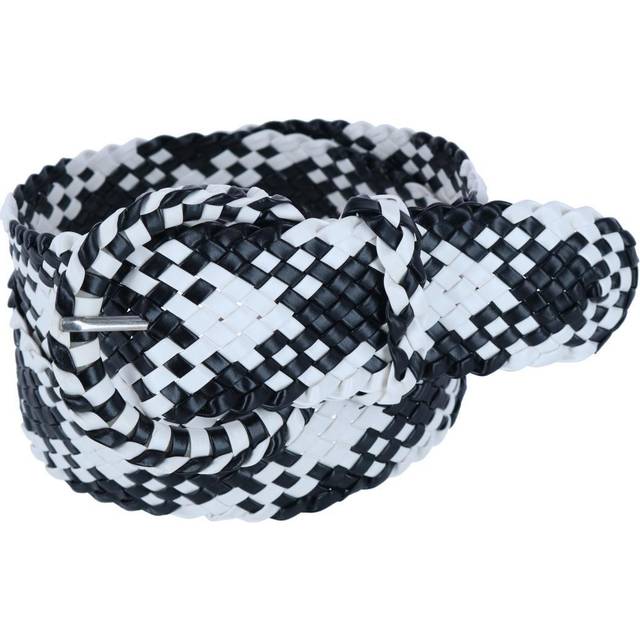 CTM Women's 1 7/8 Inch Wide Braided Plaid Belt with Matching Buckle - - Black & White (Medium)