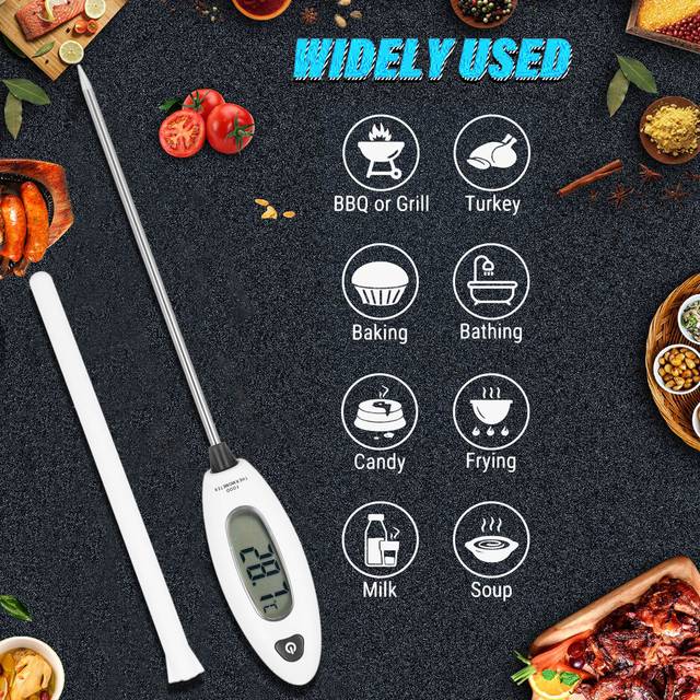 GM1311 Food Thermometer Instant Read Digital Meat LCD Food Thermometer With Temperature Lock, white