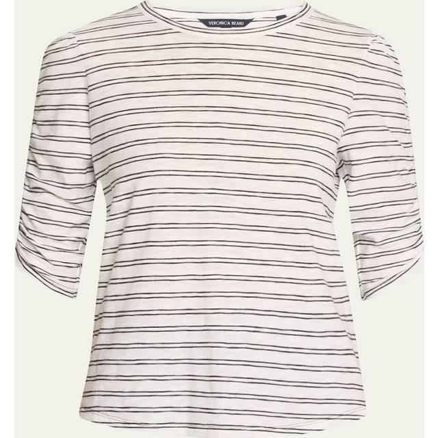 Waldorf Stripe Ruched-Sleeve Tee - BLACKWHITE - Medium