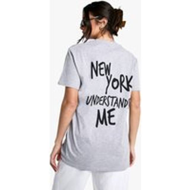 Womens Nyc Slogan Oversized T-Shirt - Grey - M, Grey