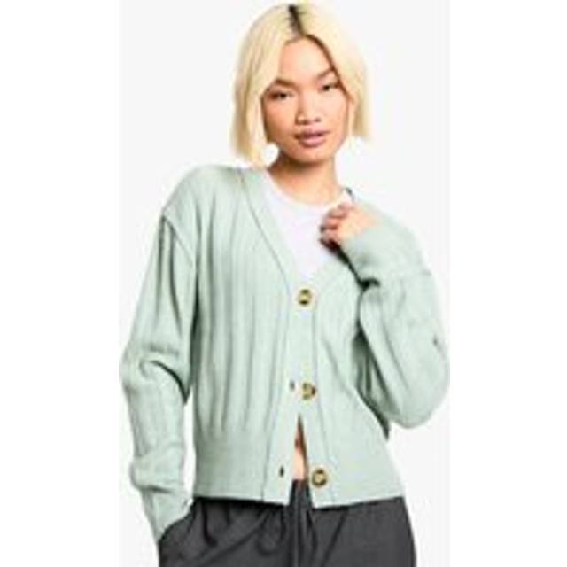 Womens Seam Detail Soft Rib Knit Boyfriend Cardigan - Green - S, Green