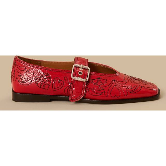 Scarlet Embroidered Ballerina, RED / 9 1/2