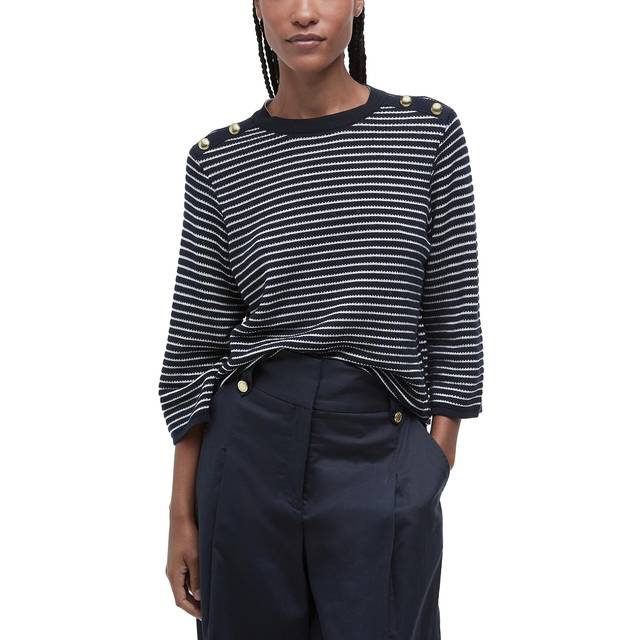 Barbour Macy Knitted Jumper, Dark Navy Stripe