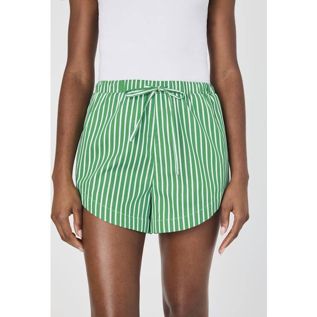 Alexis Cotton Striped Drawstring Shorts Green/Summer White