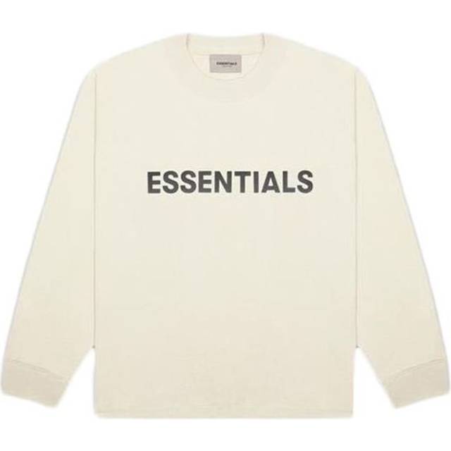 Fear of God Essentials SS20 3D Silicon Applique Boxy Long Sleeve T-Shirt 'Buttercream' FOG-SS20-412 - Cream