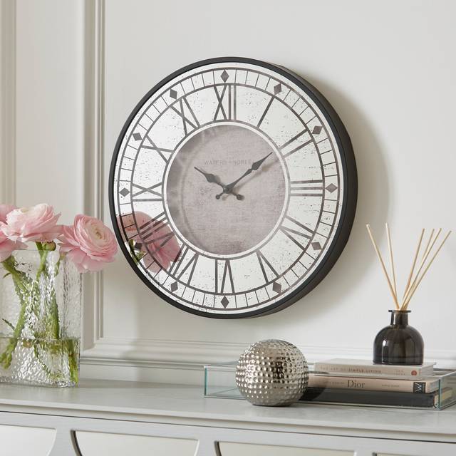 Bates Mirrored Face Wall Clock - Grey