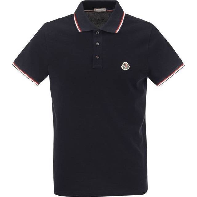 MONCLER Men's Logo Cotton Maglia Polo Shirt - Blue