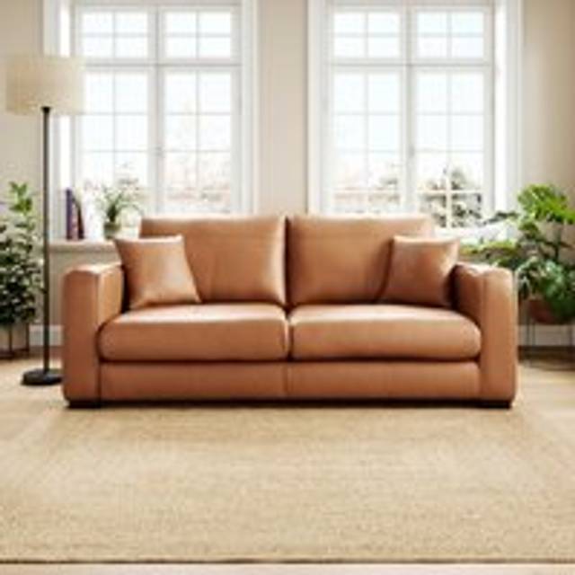 Carson Classic Leather 3 Seater Sofa - Classic Leather Tan
