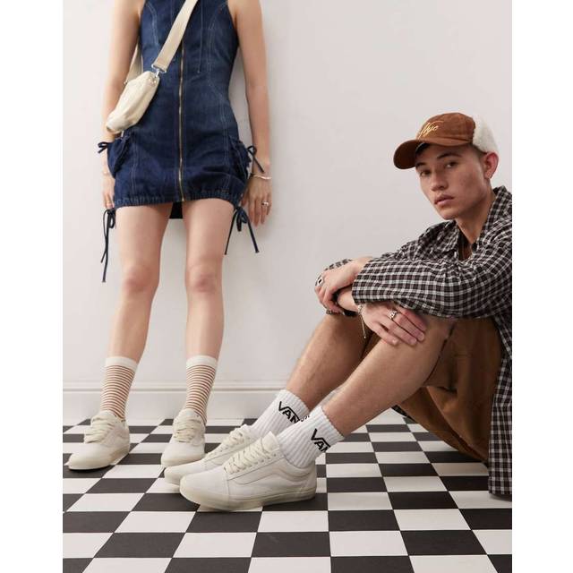 Vans Old Skool – Vita sneakers med breda skosnören-Vit/a