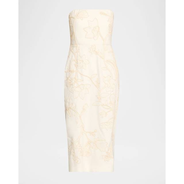 Netia Strapless Embroidered Dress - OFF WHITE - 0