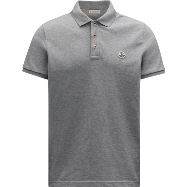 MONCLER COLLECTION Logo Patch Cotton Polo Shirt, Men, Gray, Size: S