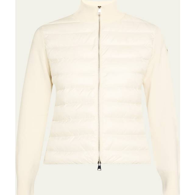 Moncler, Jacka, Dam, M, Vit Vadderad Tröja med Logopatch - white (M)