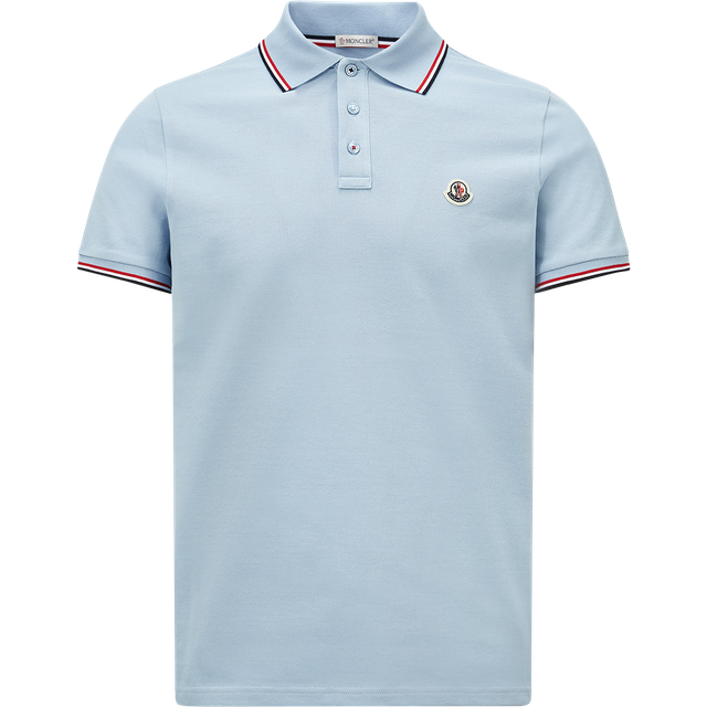 MONCLER | Light blue cotton logo patch polo shirt | Man | S - light blue (S)