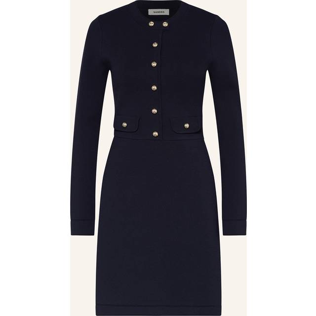 Robe courte en maille boutonnée - Marine - 38