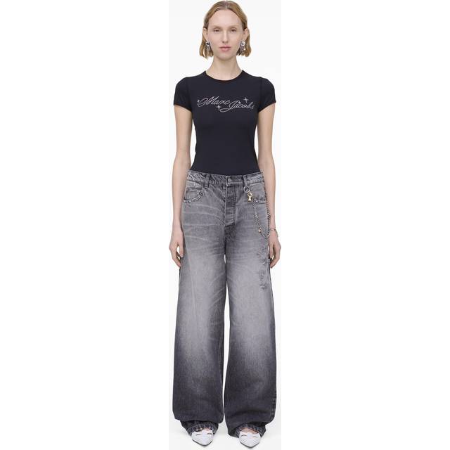 MARC JACOBS Marc Jacobs Charm Oversized Jeans in Bleached Black, Size 30