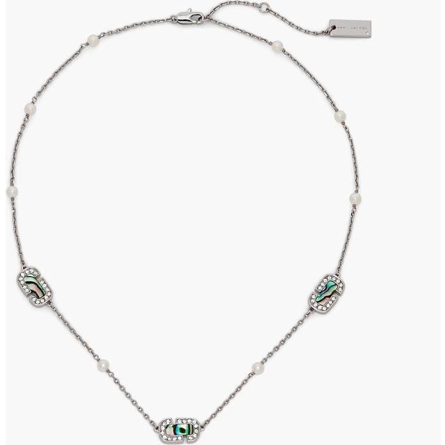 MARC JACOBS Marc Jacobs The J Marc Luxe Station Necklace in Silver/Crystal