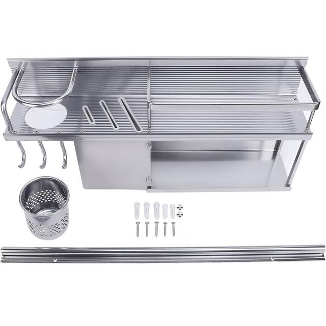 Wall Mounted Spice Rack Grey Aluminium Alloy Utensil Spice Storage Rack for Kitchen