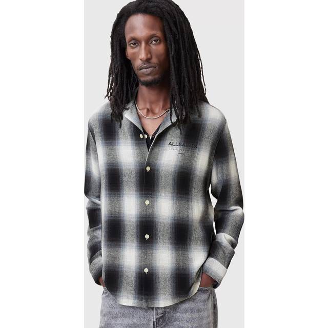 Underfade Check Print Shirt - WHISPER GREY - Founded in London in 1994, AllSaints has been crafting iconic leather pieces for decades. As well as statement jackets, biker boots, and accessories, the brand’s everyday items offer a dose of attitude with distressed detailing, daring prints and the signature Ramskull logo.