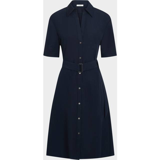 Short-Sleeve Belted Shirtdress - COASTAL BLUE - Small