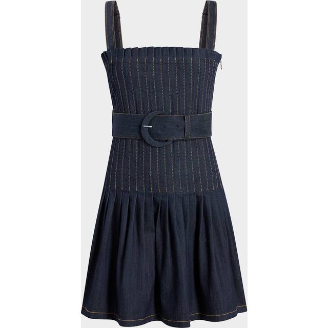 Bibi Pleated Denim Mini Dress - INDIGO - 6