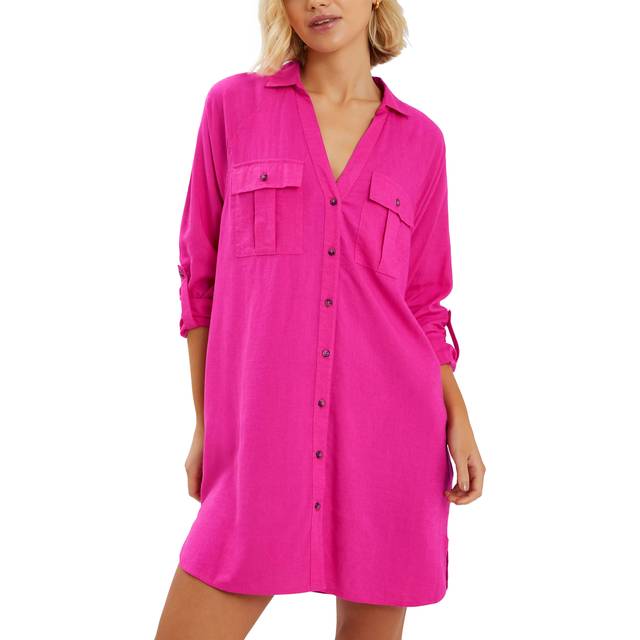Accessorize Longline Beach Shirt, Pink