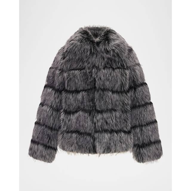 Fox Faux Fur Jacket - SILVER - Large