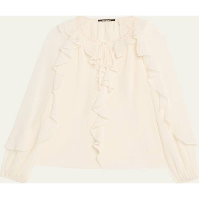 Bali Raglan-Sleeve Ruffle Blouse - IVORY - X-Small